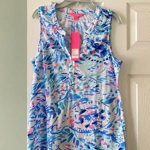 Lilly Pulitzer Essie Tank Top Breakwater Tint Party Wave